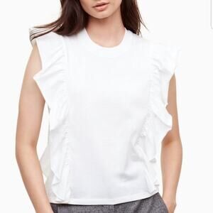 Aritzia Wilfred White Ruffle Tee